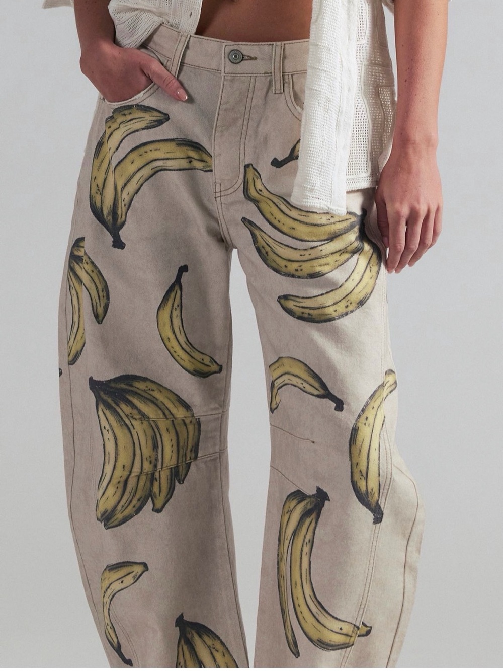 Sold Out! Free People Good Luck Mid Rise Barrel Jeans - Go Bananas